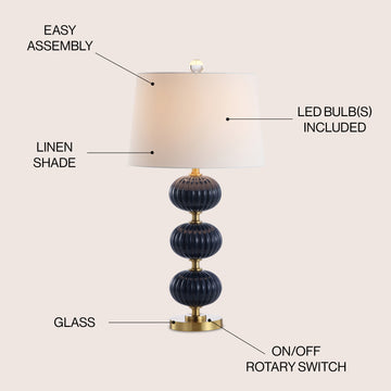 Carter 29.7" Glass LED Table Lamp - JONATHAN Y